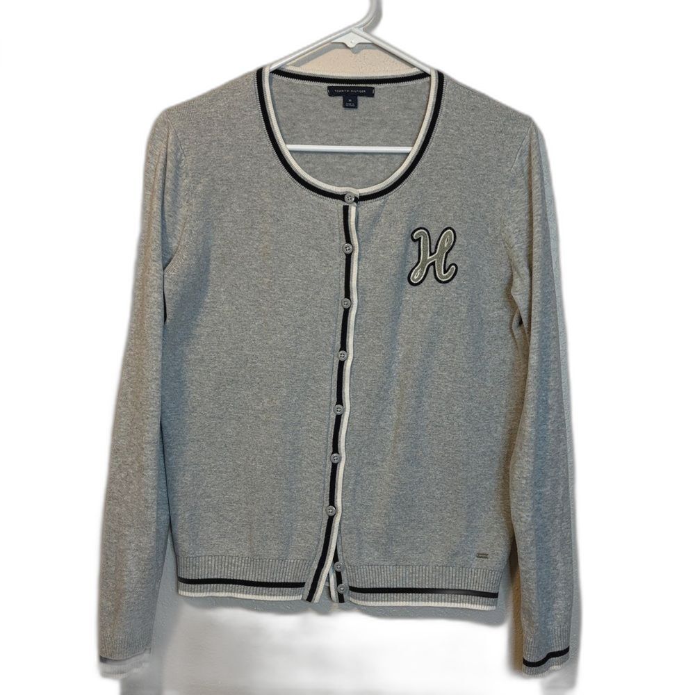 Tommy Hilfiger Gray Cardigan Cotton sweater M